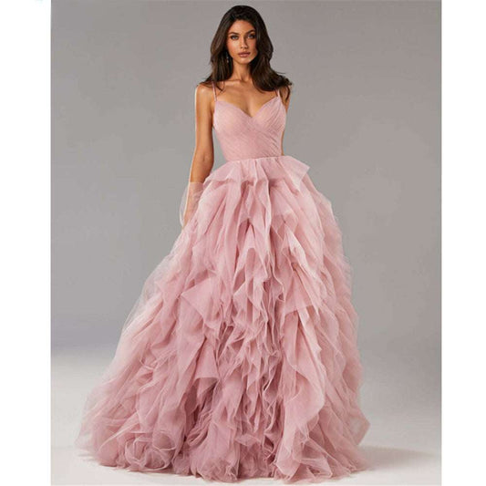 Ruffle Dream Floor-Length Evening Gown