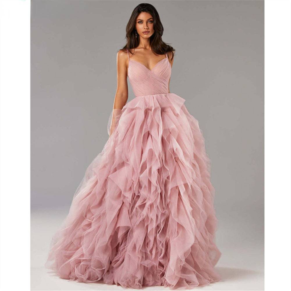 Ruffle Dream Floor-Length Evening Gown