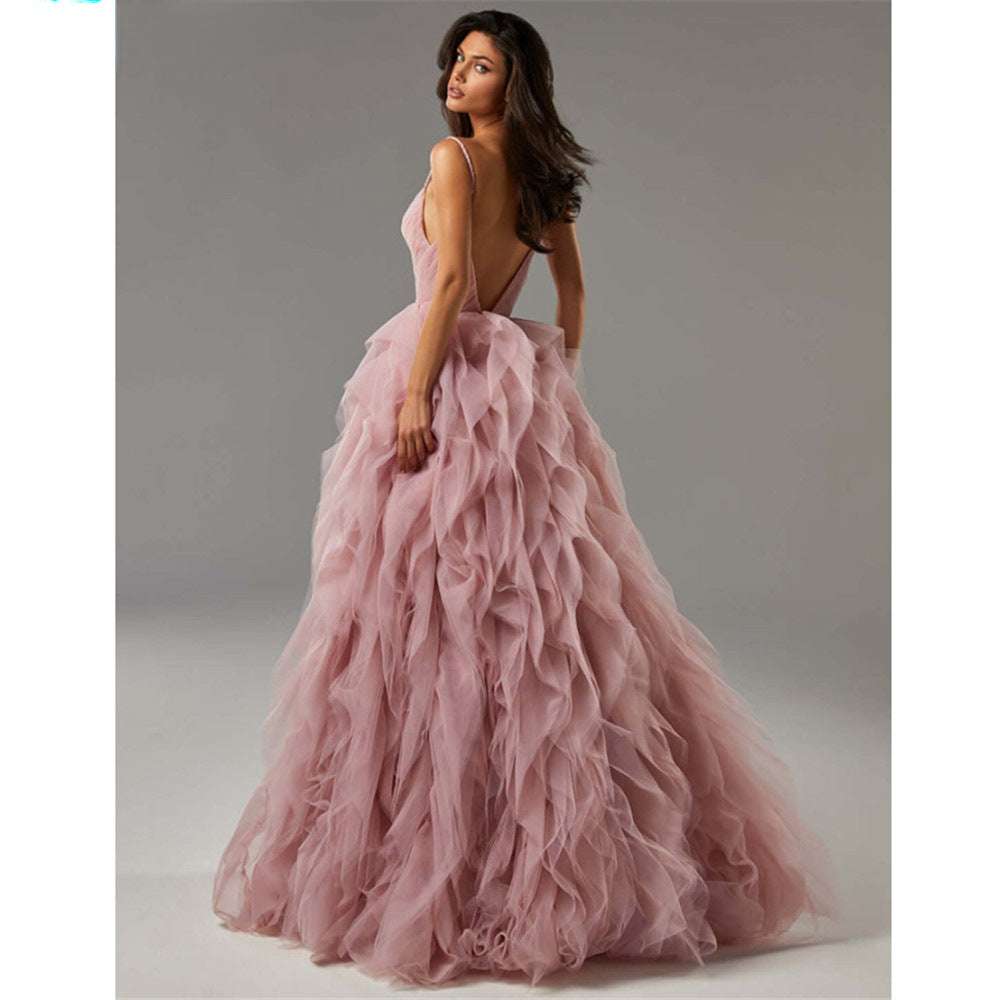 Ruffle Dream Floor-Length Evening Gown