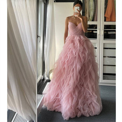 Ruffle Dream Floor-Length Evening Gown