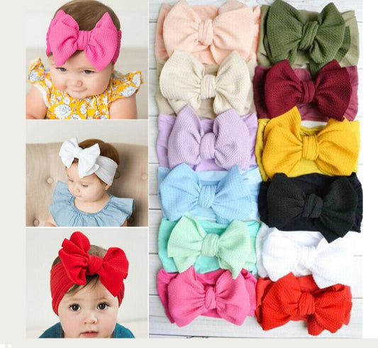 Bandeau bébé fille mignon avec nœud pour nouveau-né, couleur unie