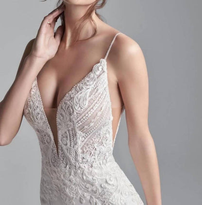 Bracken V Neck Lace Sleeve Wedding Dress