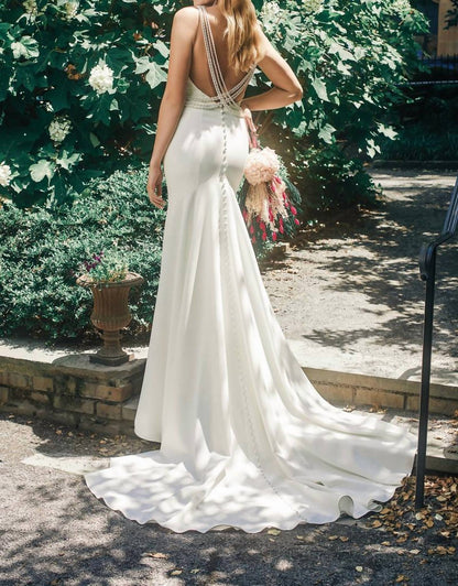 Lorraine Sheath Crepe Wedding Gown