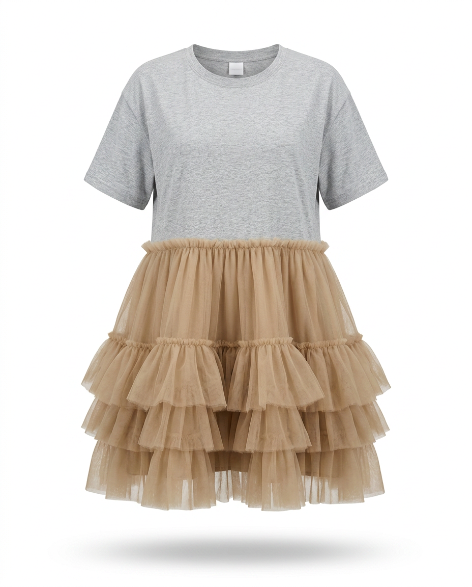 Radiant Mesh Ruffle Mini Dress