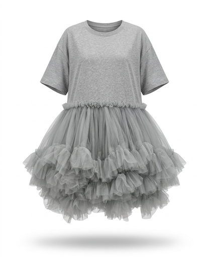 Radiant Mesh Ruffle Mini Dress