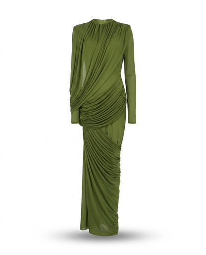 Majestic Draped Long Sleeve Maxi Dress