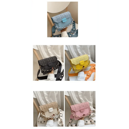 Luxury Wide Strap Shoulder Bags for Women And Girls Designer Lady Handbags and Purses Fashionable Chain Messenger Crossbody Bags