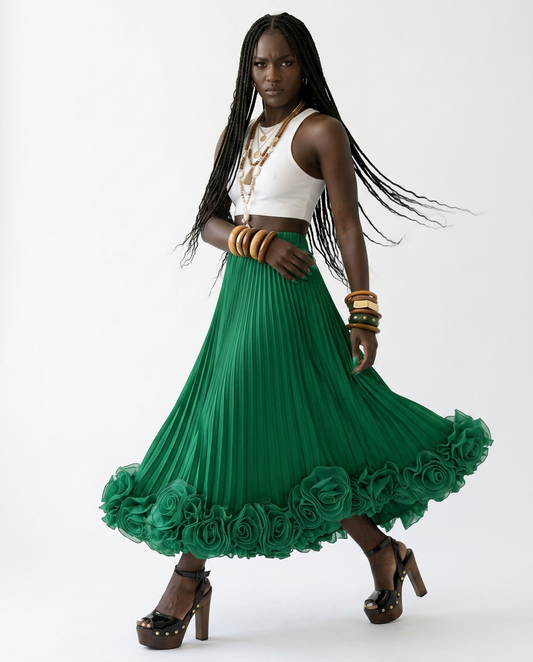 Radiant Pleated Floral Maxi Skirt