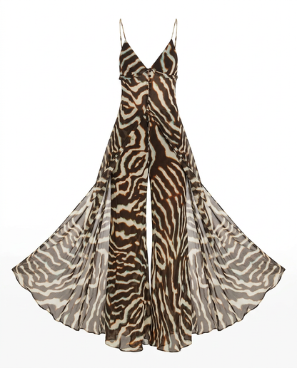 Wild Heart Striped Chiffon Two-Piece Set