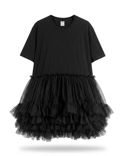 Radiant Mesh Ruffle Mini Dress