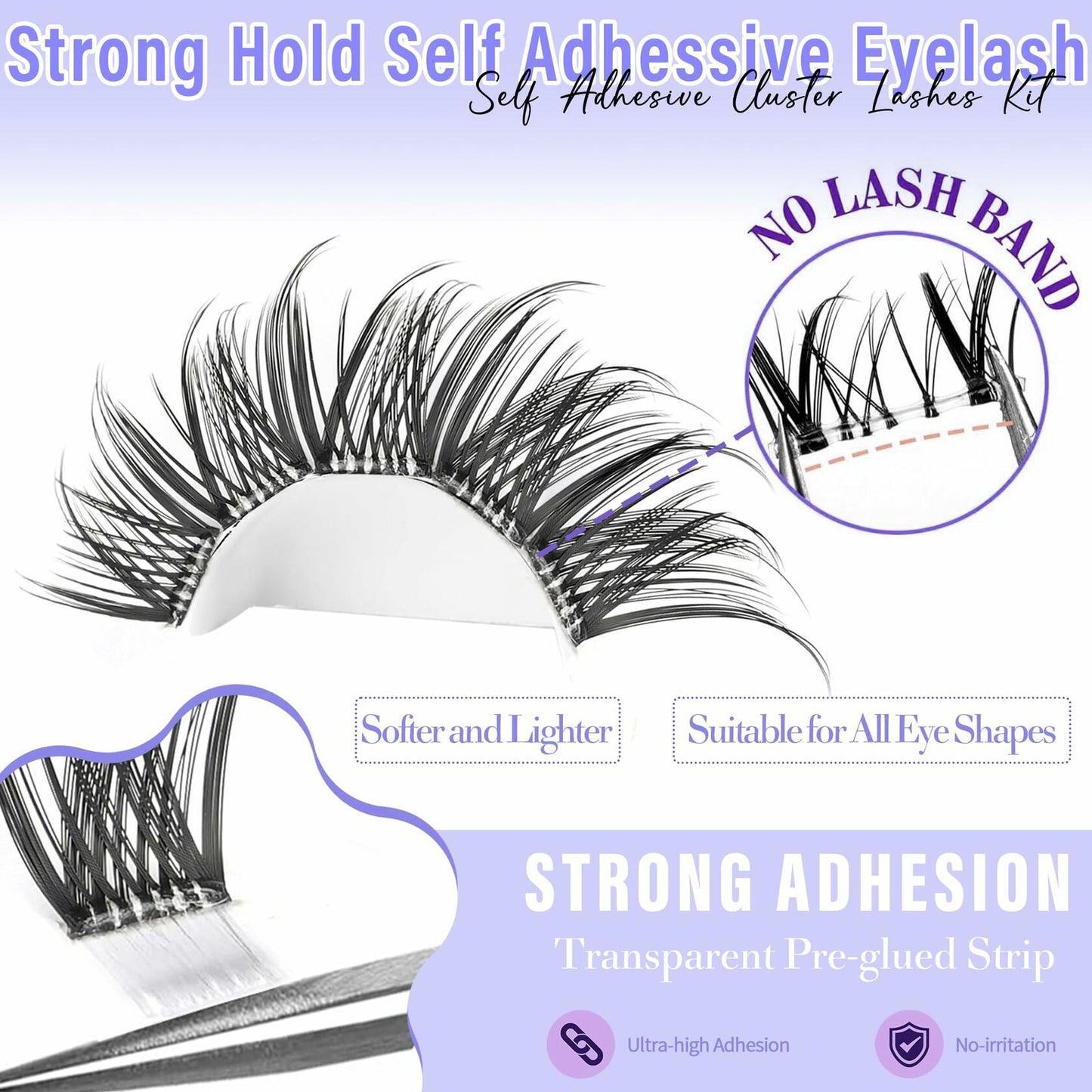 Yaiseiko Self Adhesive Lash Clusters Natural Look 100Pcs 8-16MM