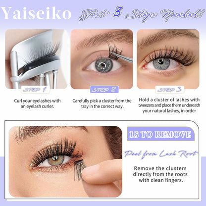 Yaiseiko Self Adhesive Lash Clusters Natural Look 100Pcs 8-16MM