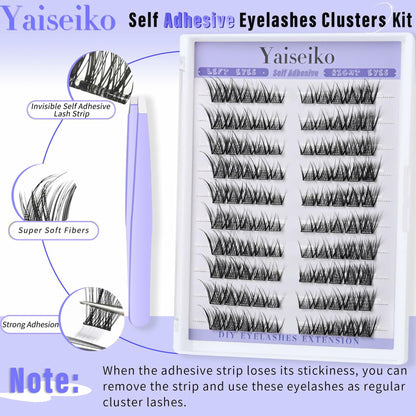 Yaiseiko Self Adhesive Lash Clusters Natural Look 100Pcs 8-16MM