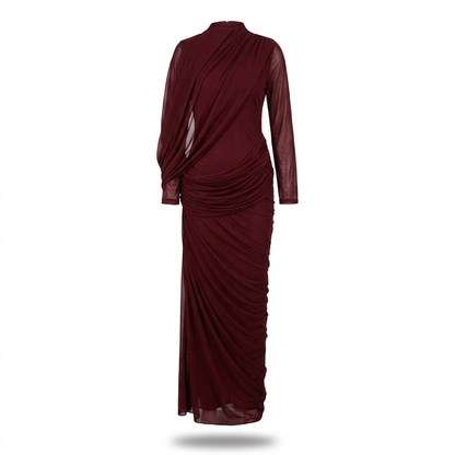 Majestic Draped Long Sleeve Maxi Dress