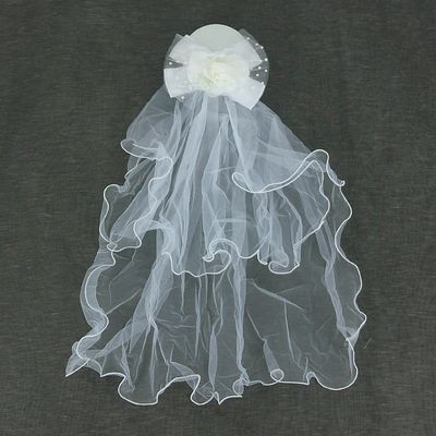 Flower Bow Veil Hair Clip