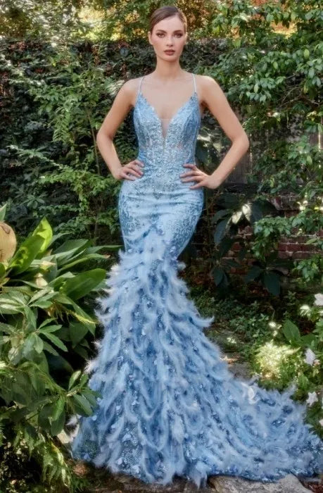 Fiercely Feathered Mermaid Gown