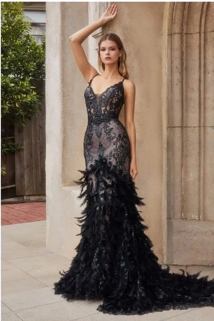 Fiercely Feathered Mermaid Gown