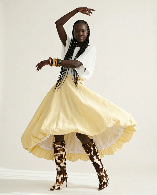 Radiant A-Line Polyester Maxi Skirt
