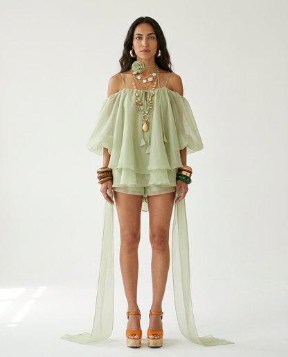 Ethereal Ruffled Mini Dress