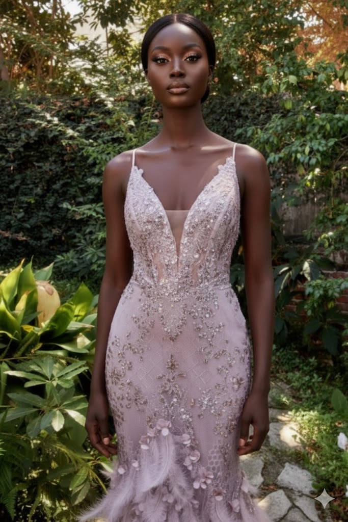 Fiercely Feathered Mermaid Gown