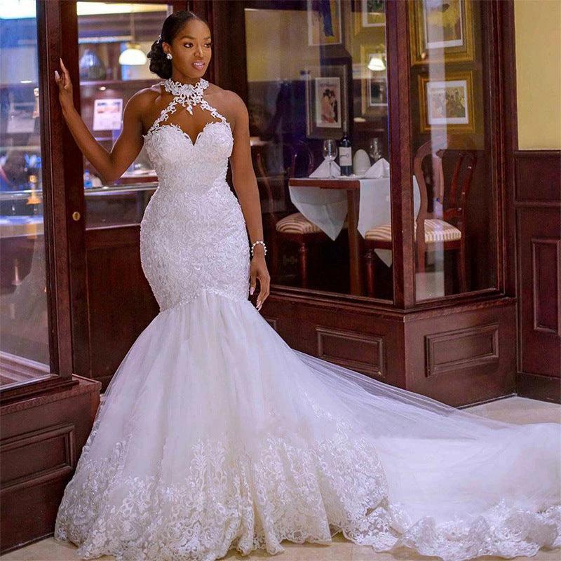 Vintage Lace Beaded Mermaid Wedding Dress
