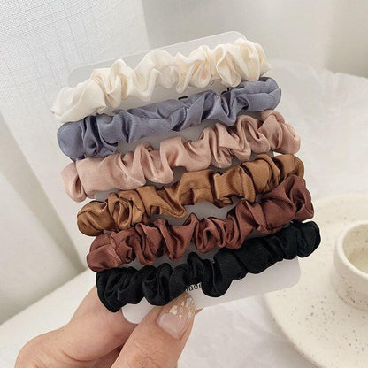 Silk Hair Scrunchies - 6 pack