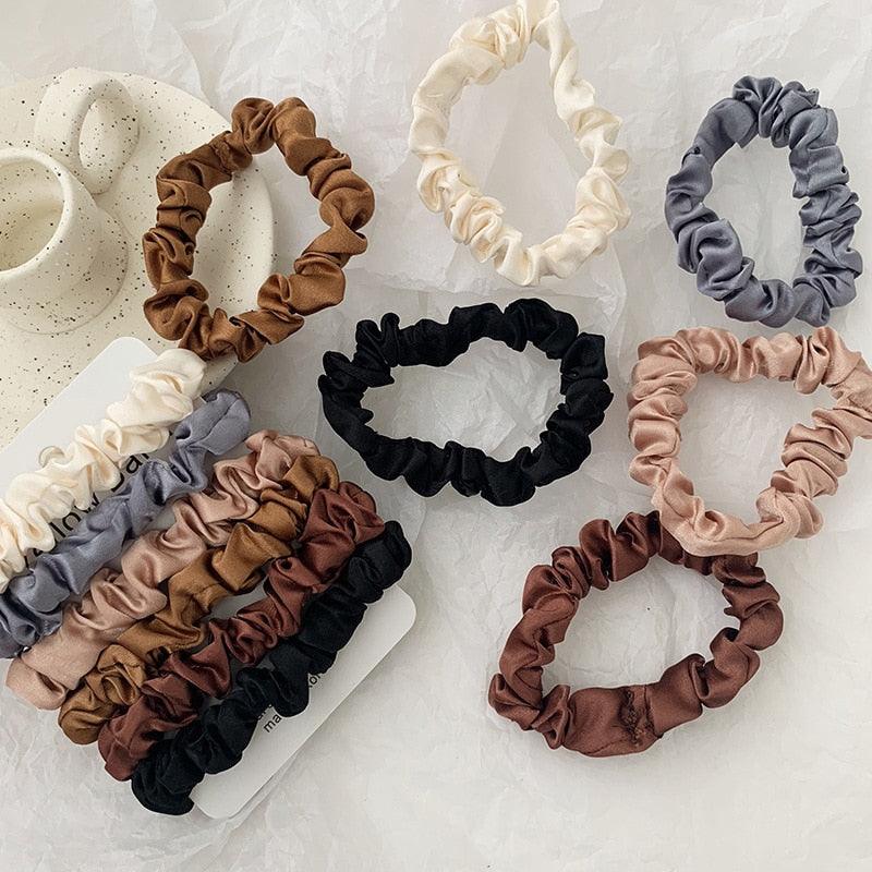 Silk Hair Scrunchies - 6 pack