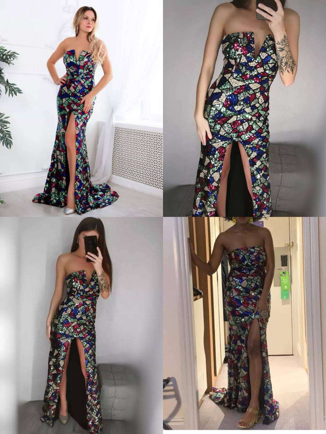 Sequin Shards Evening Gown