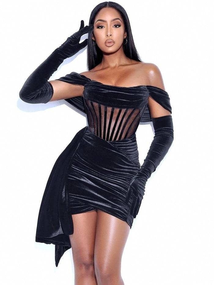 Off-Shoulder Corset Mini Dress