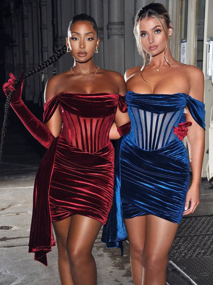 Off-Shoulder Corset Mini Dress