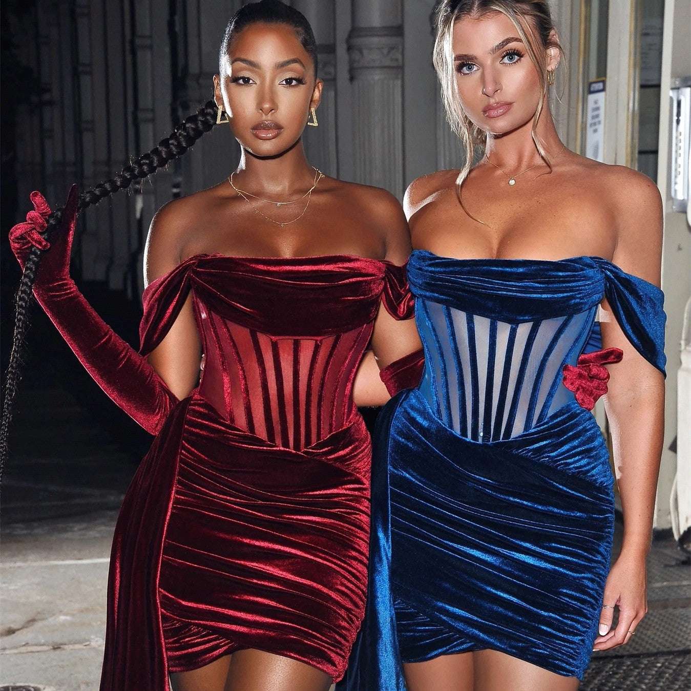 Off-Shoulder Corset Mini Dress