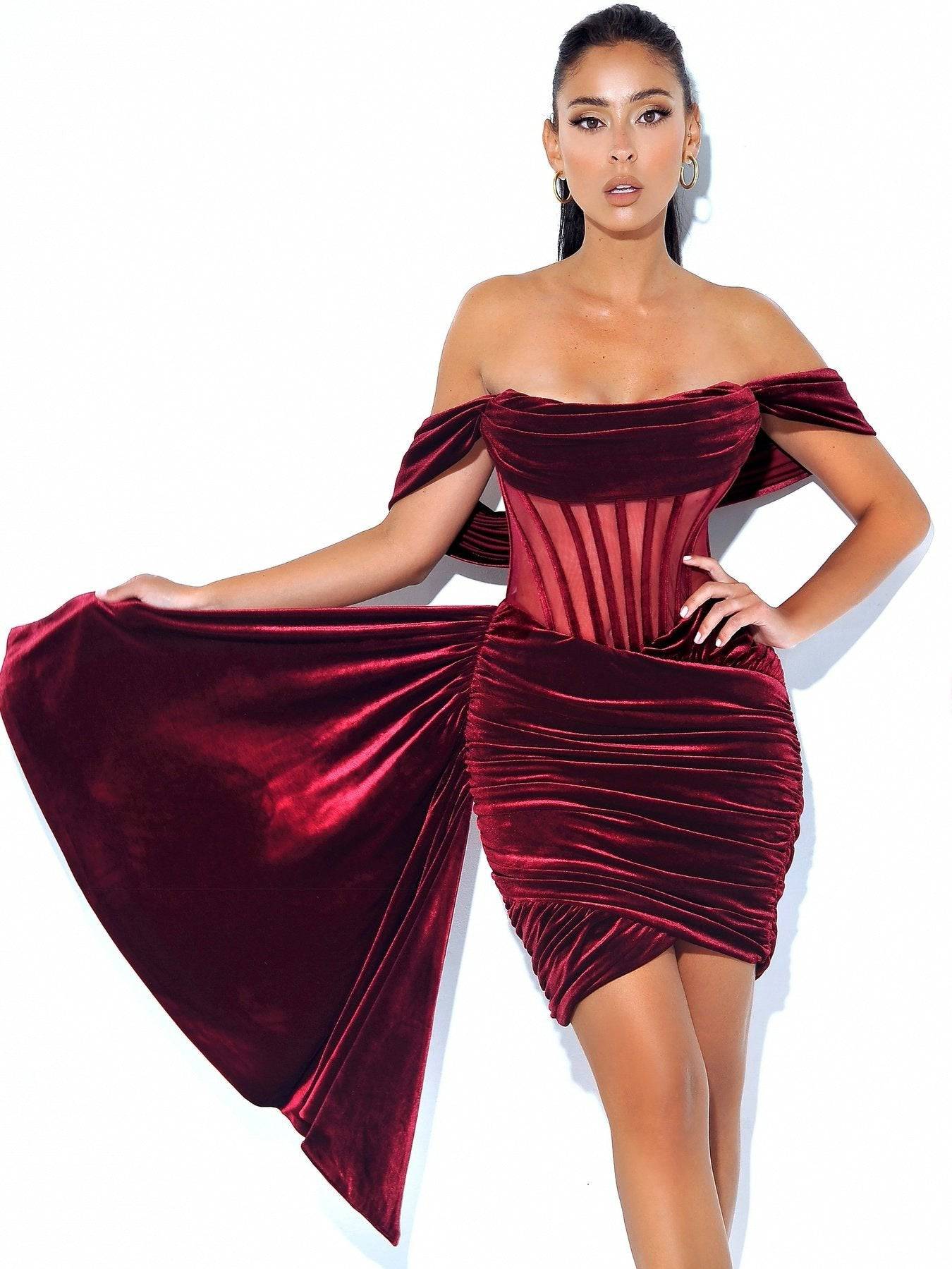 Off-Shoulder Corset Mini Dress