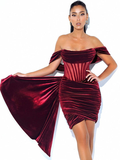 Off-Shoulder Corset Mini Dress
